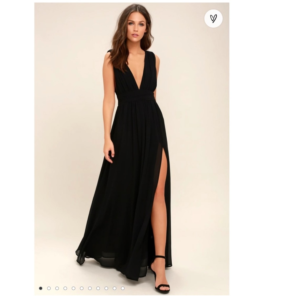 Lulus Heavenly Hues Black Maxi Dress size S & XS. Never worn, still has the tag.